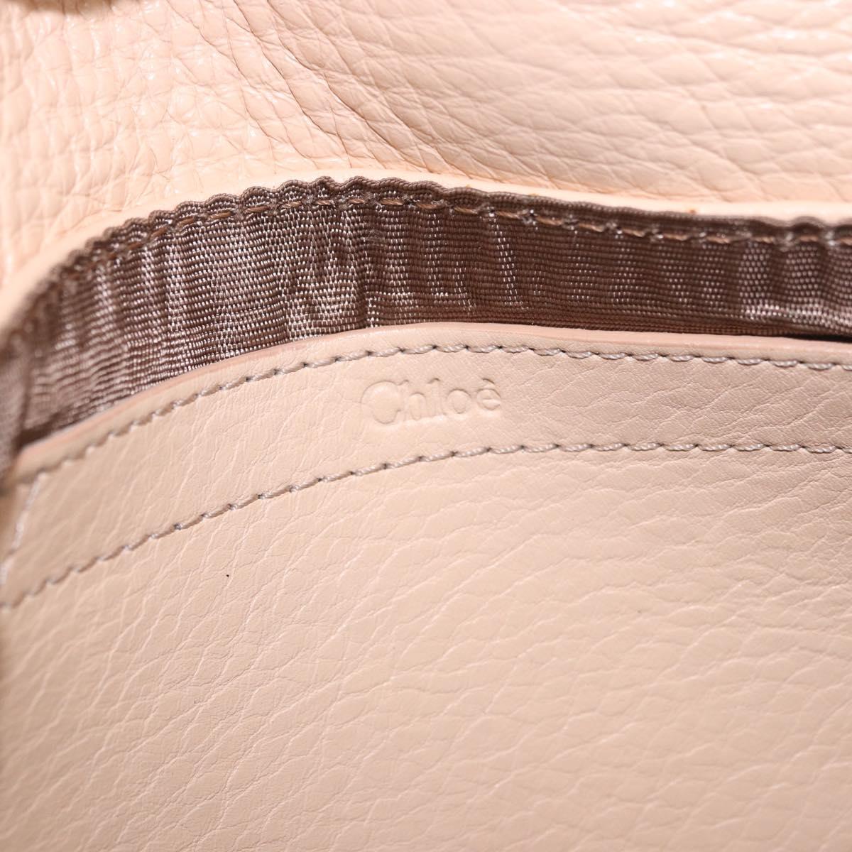 Chloe Lily Hand Bag Leather 2way Beige Gold Auth hk3885