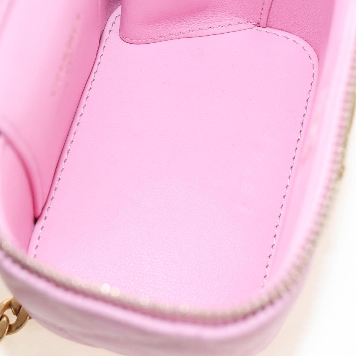 CHANEL Vanity Chain Shoulder Bag Caviar Skin Pink Gold CC Auth hk3887SAM