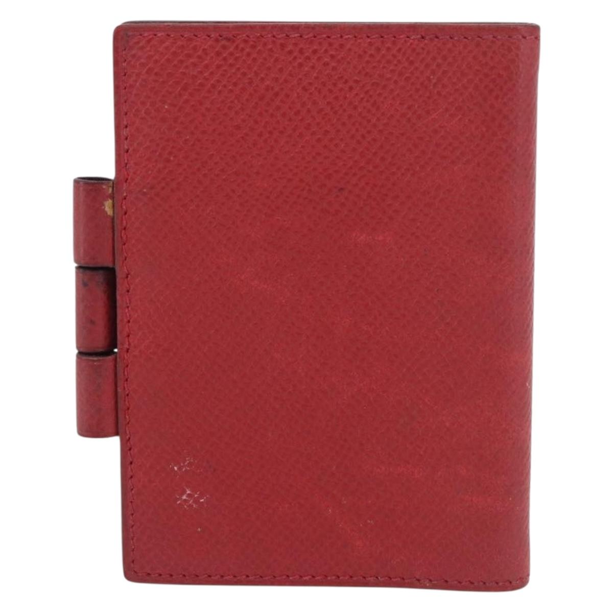 HERMES Agenda Vision & Ballpoint Pen Set Leather Red Auth hk3888