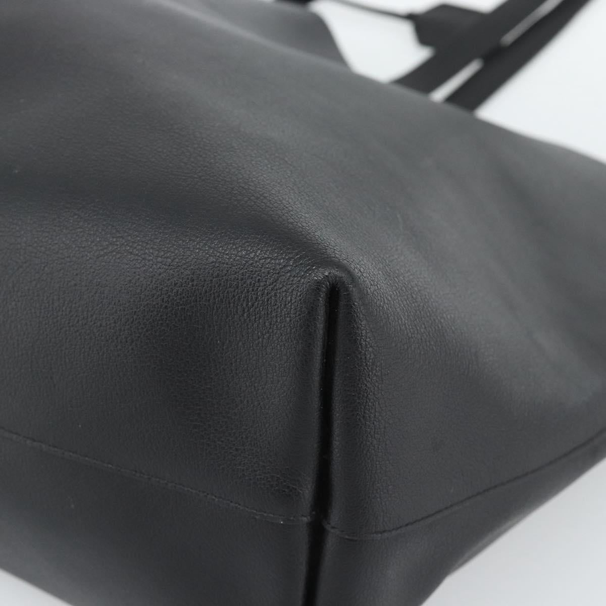 SAINT LAURENT Large Shopping Tote Bag Leather Black Gold Auth hk3891
