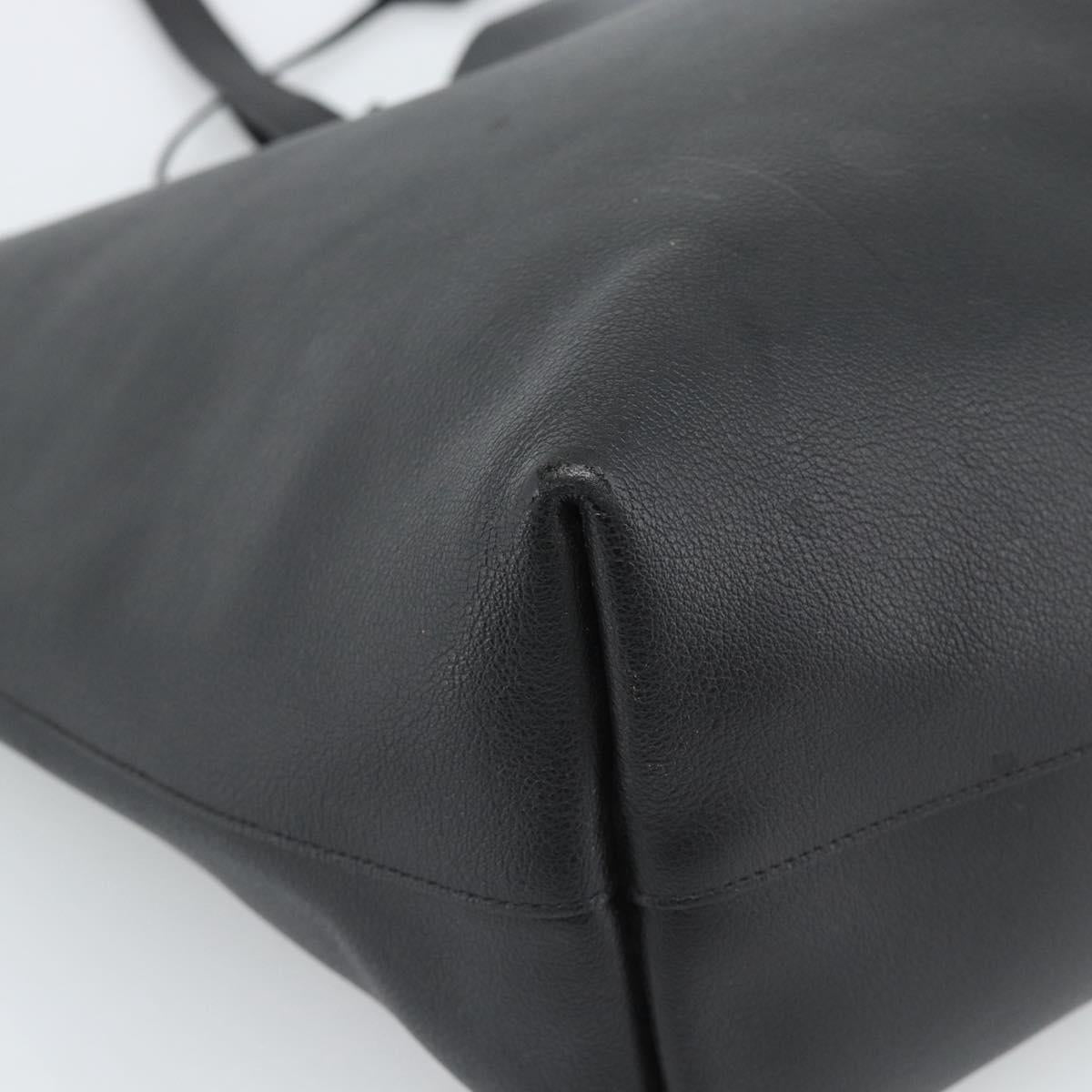 SAINT LAURENT Large Shopping Tote Bag Leather Black Gold Auth hk3891