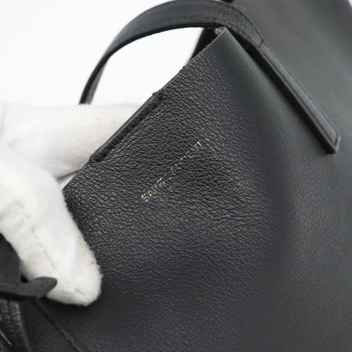 SAINT LAURENT Large Shopping Tote Bag Leather Black Gold Auth hk3891