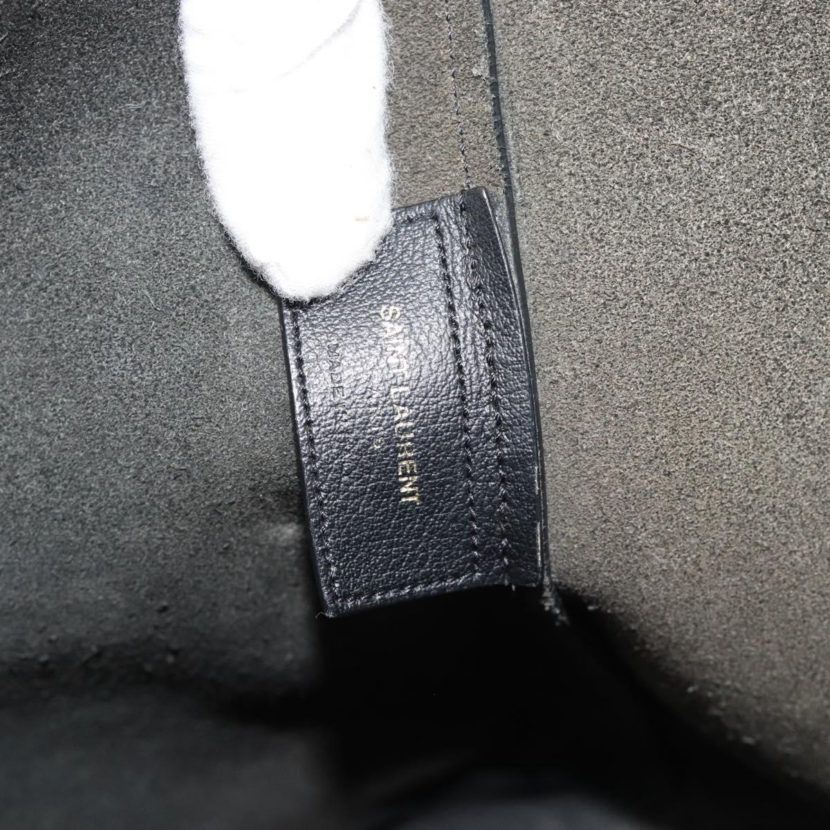 SAINT LAURENT Large Shopping Tote Bag Leather Black Gold Auth hk3891