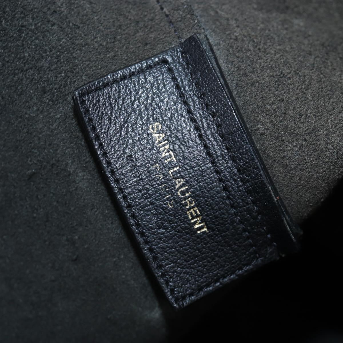SAINT LAURENT Large Shopping Tote Bag Leather Black Gold Auth hk3891