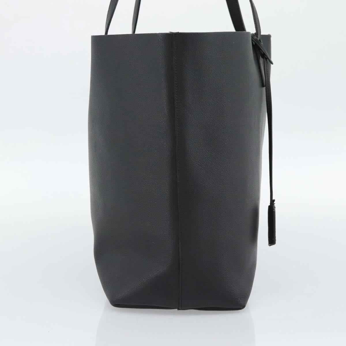 SAINT LAURENT Large Shopping Tote Bag Leather Black Gold Auth hk3891