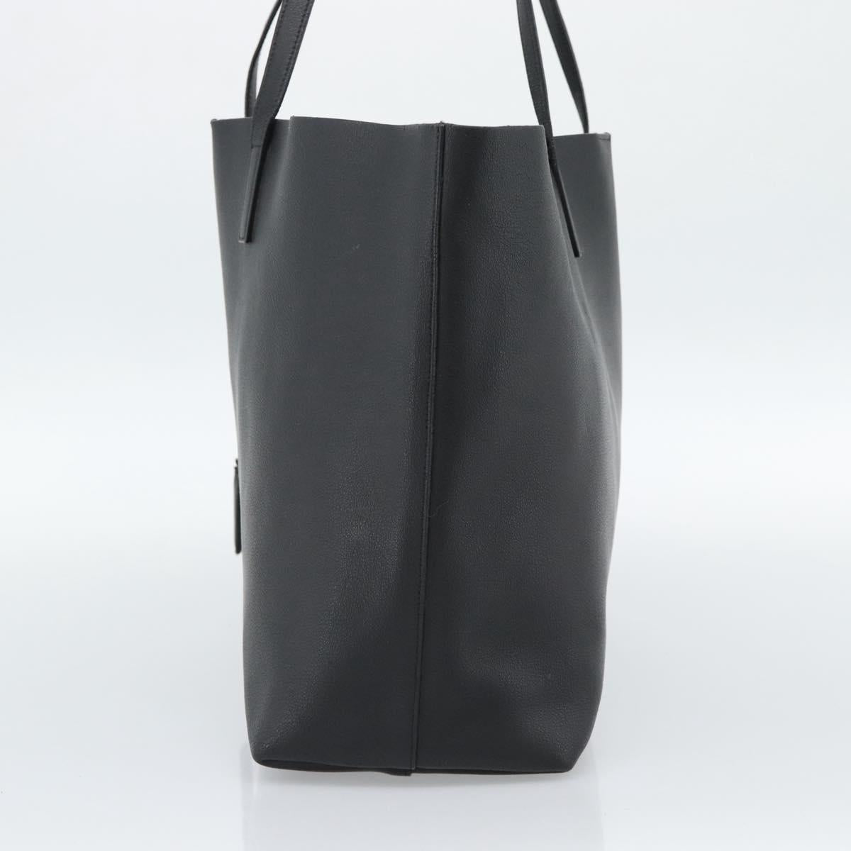 SAINT LAURENT Large Shopping Tote Bag Leather Black Gold Auth hk3891