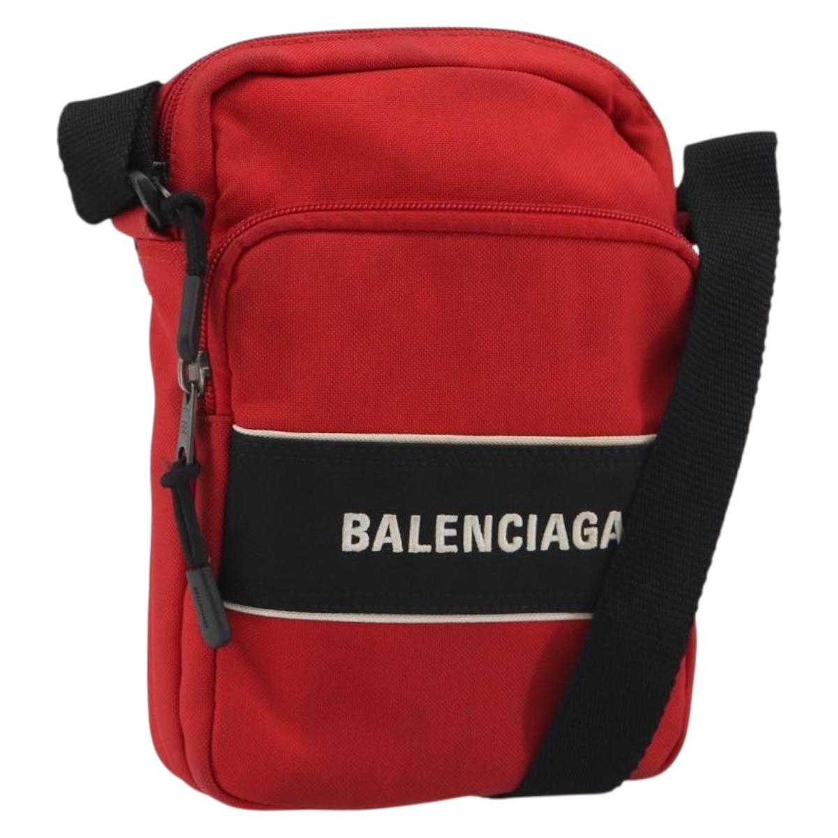 BALENCIAGA Messenger Bag S Shoulder Bag Nylon Red 638657 Auth hk3893