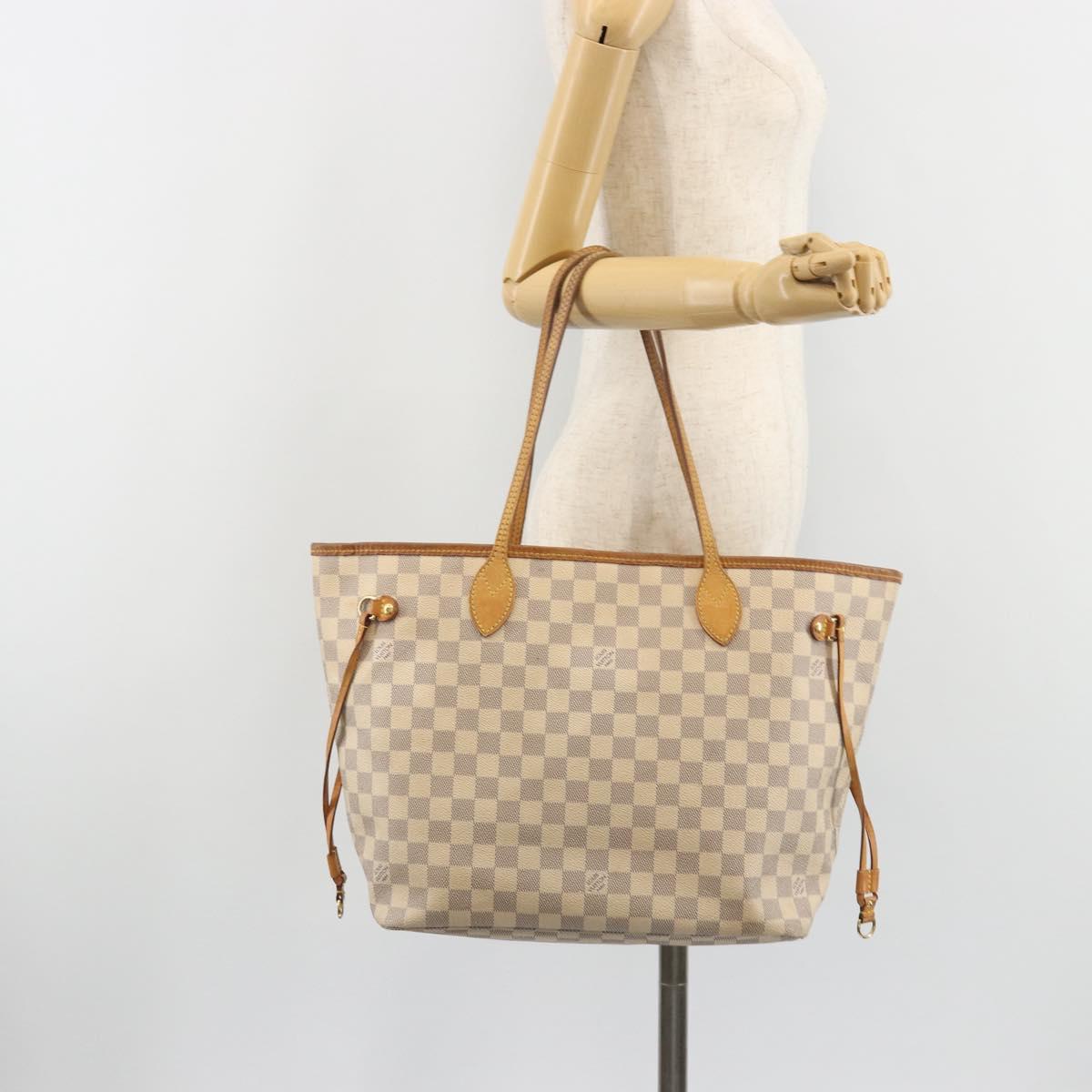 LOUIS VUITTON Damier Azur Neverfull MM Tote Bag N41605 LV Auth hk3894