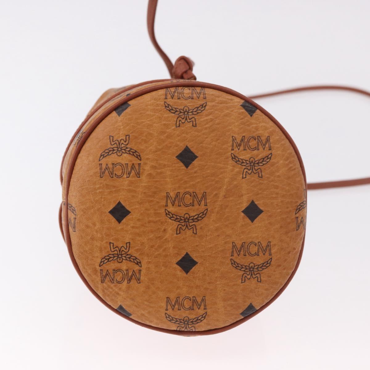 MCM Vicetos Logogram Shoulder Bag PVC Leather Brown Gold Auth hk3898