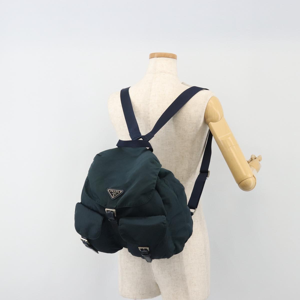 PRADA Backpack Nylon Navy Silver Auth hk3905