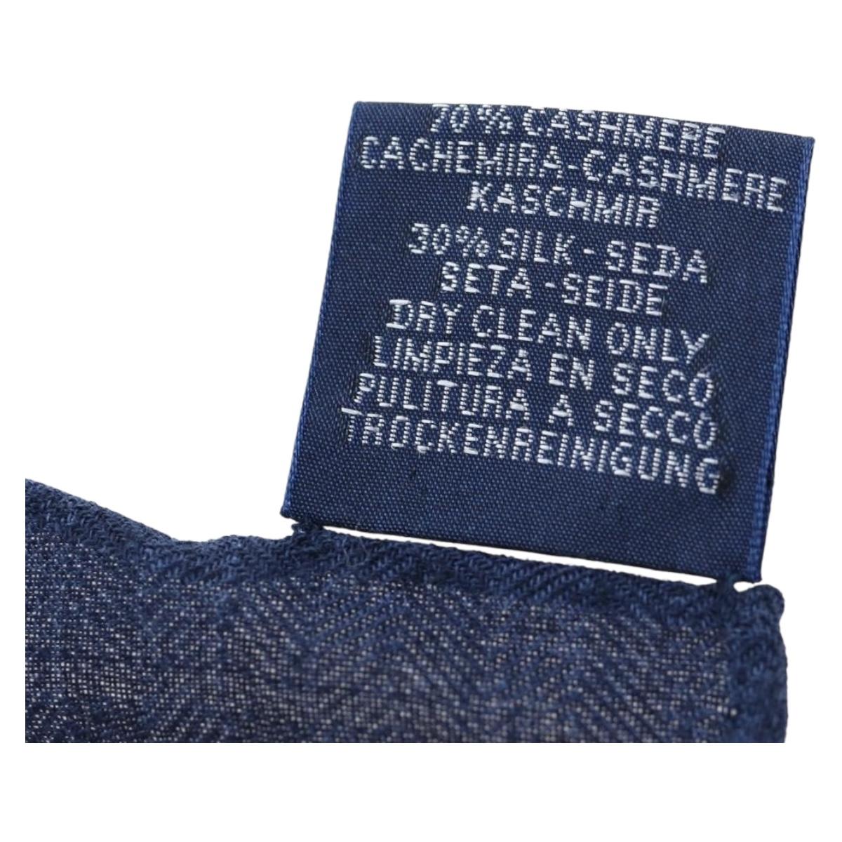 HERMES Carre 140 Scarf ""Peuple Du Vent"" Cashmere Navy Auth hk3921M