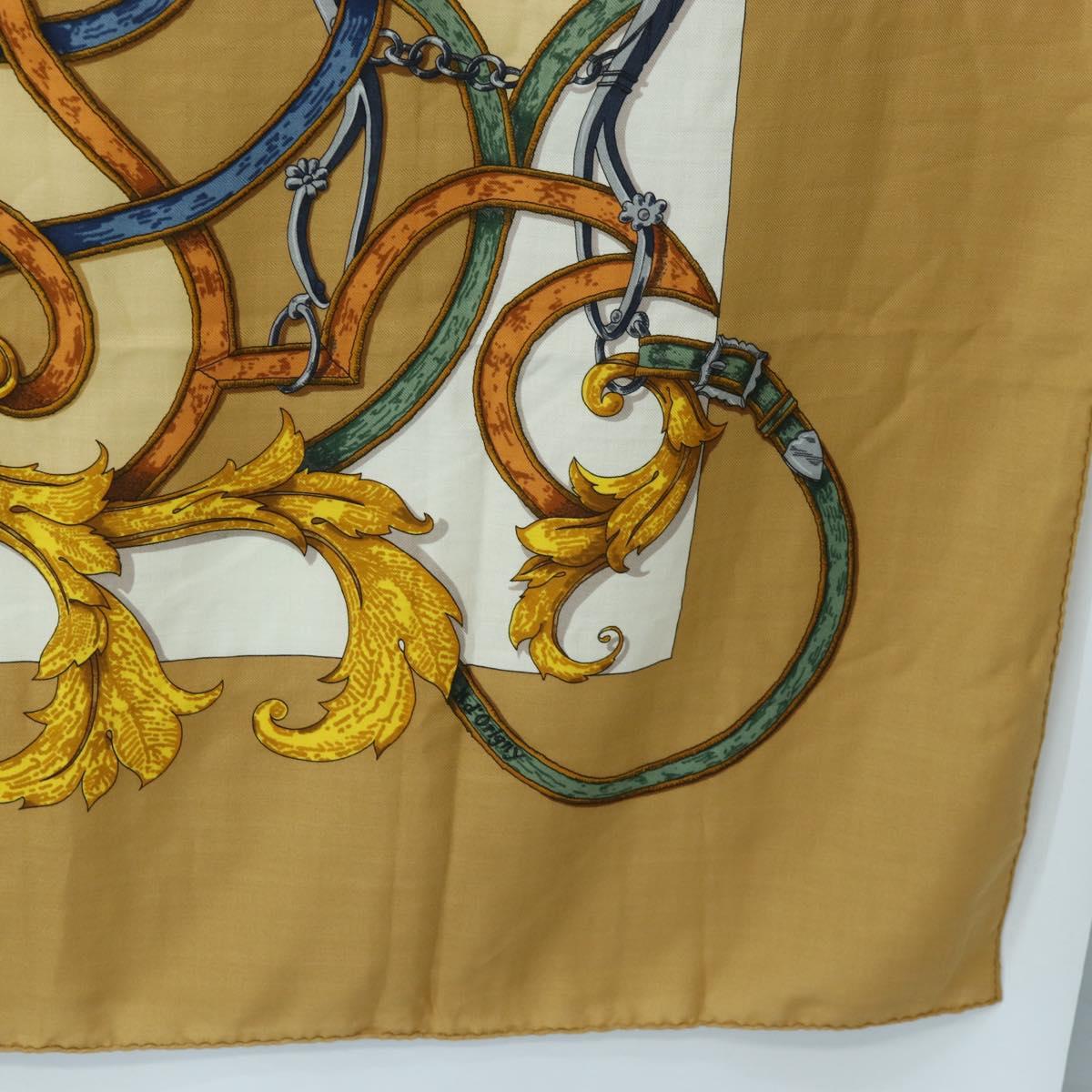 HERMES Carre 140 Scarf ""LINSTRVCTON DU ROY"" Cashmere Brown Auth hk3924V
