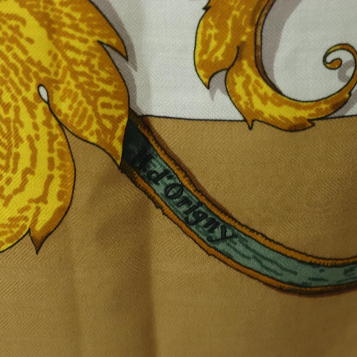 HERMES Carre 140 Scarf ""LINSTRVCTON DU ROY"" Cashmere Brown Auth hk3924V