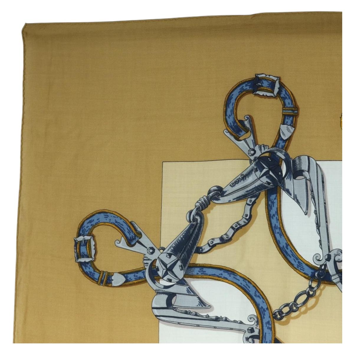 HERMES Carre 140 Scarf ""LINSTRVCTON DU ROY"" Cashmere Brown Auth hk3924V