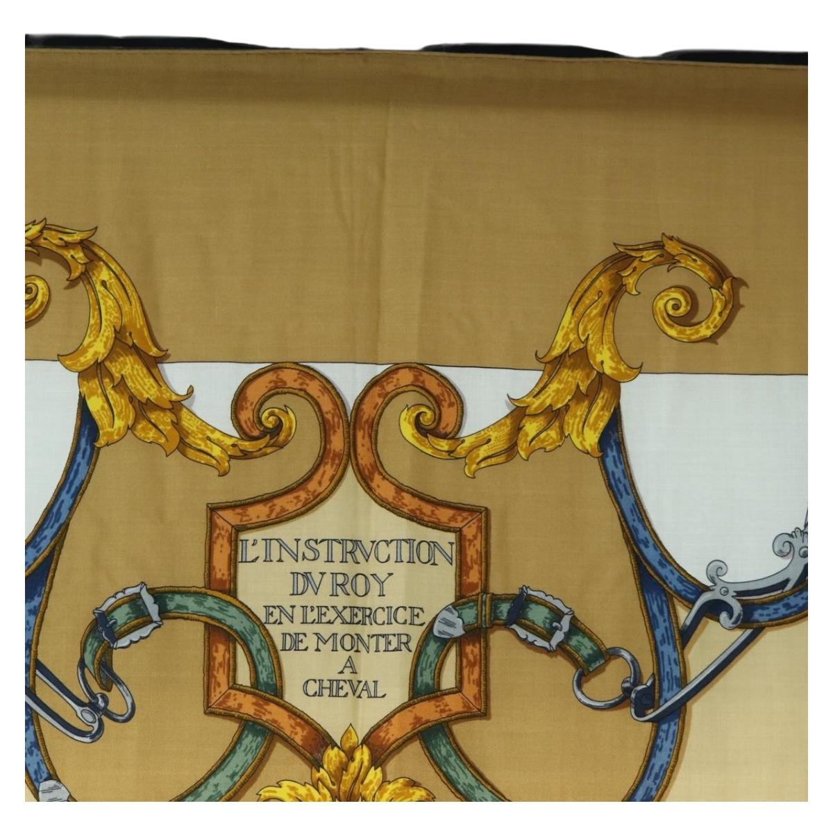 HERMES Carre 140 Scarf ""LINSTRVCTON DU ROY"" Cashmere Brown Auth hk3924V