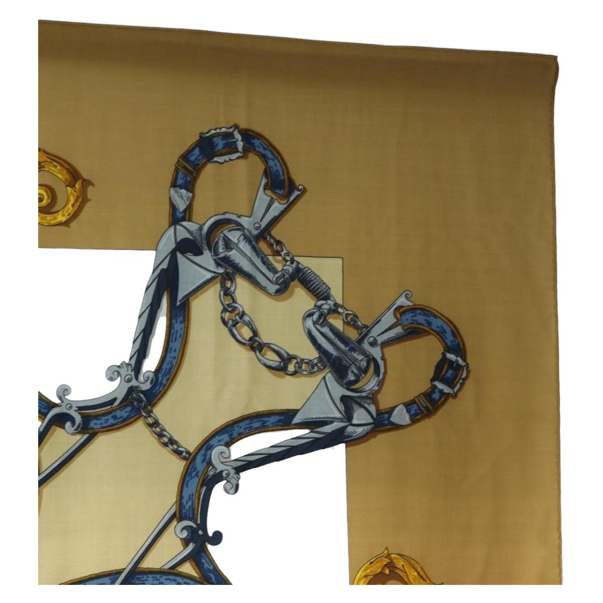 HERMES Carre 140 Scarf ""LINSTRVCTON DU ROY"" Cashmere Brown Auth hk3924V