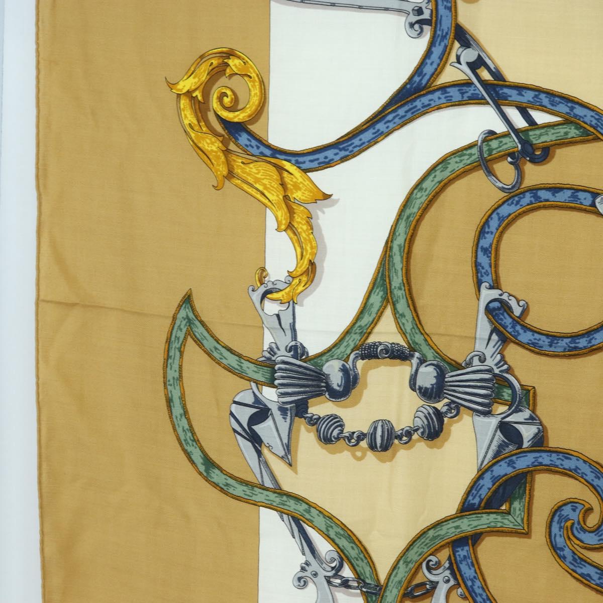 HERMES Carre 140 Scarf ""LINSTRVCTON DU ROY"" Cashmere Brown Auth hk3924V
