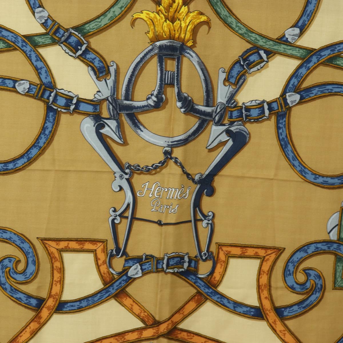 HERMES Carre 140 Scarf ""LINSTRVCTON DU ROY"" Cashmere Brown Auth hk3924V
