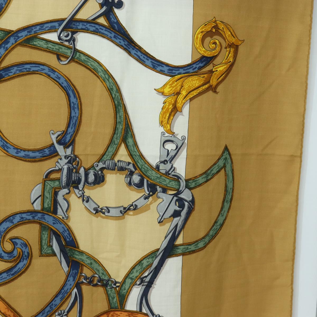 HERMES Carre 140 Scarf ""LINSTRVCTON DU ROY"" Cashmere Brown Auth hk3924V