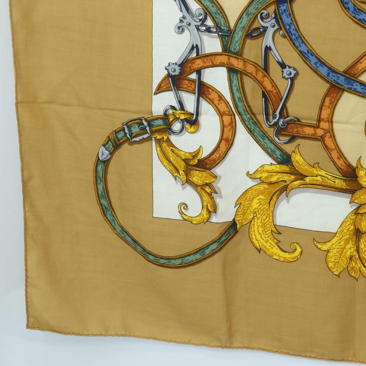 HERMES Carre 140 Scarf ""LINSTRVCTON DU ROY"" Cashmere Brown Auth hk3924V
