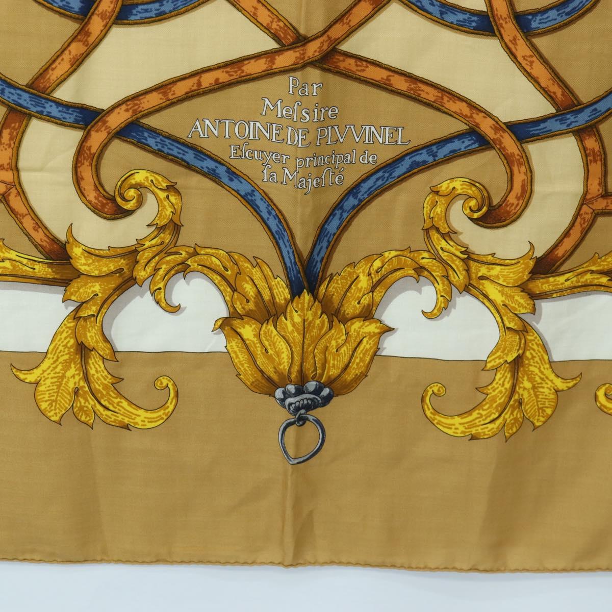 HERMES Carre 140 Scarf ""LINSTRVCTON DU ROY"" Cashmere Brown Auth hk3924V
