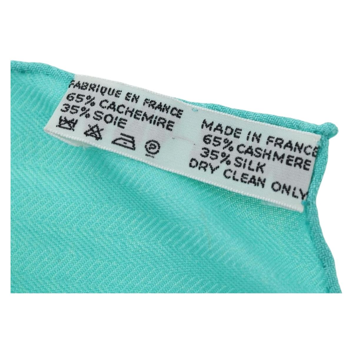 HERMES Carre 140 Scarf ""TROPIQUES"" Cashmere Blue Auth hk3926M