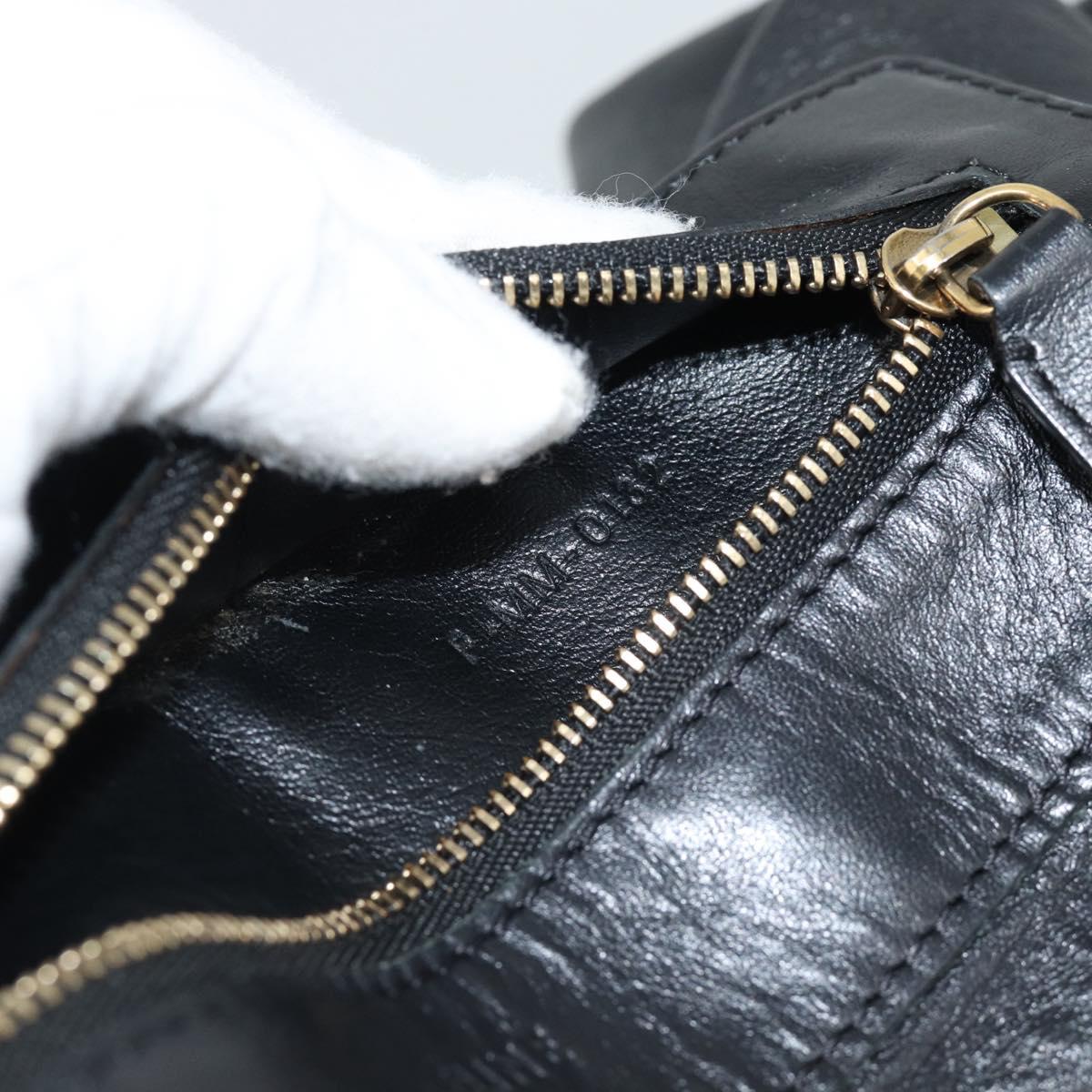 CELINE Horizontal Cabas Tote Bag Leather Black Gold Auth hk3929A