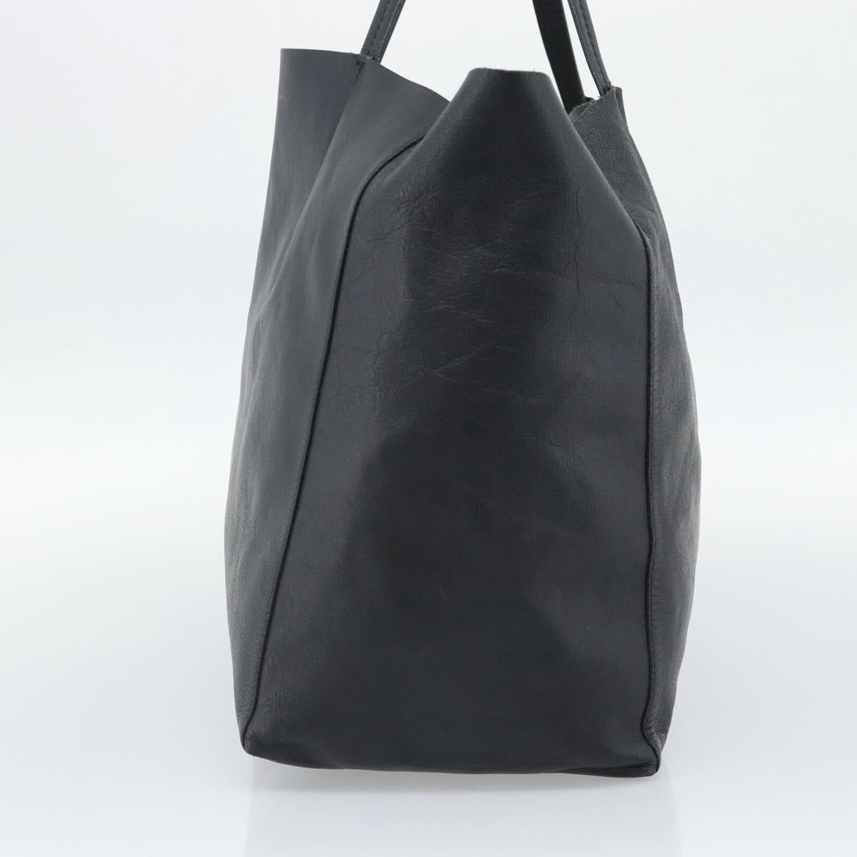 CELINE Horizontal Cabas Tote Bag Leather Black Gold Auth hk3929A