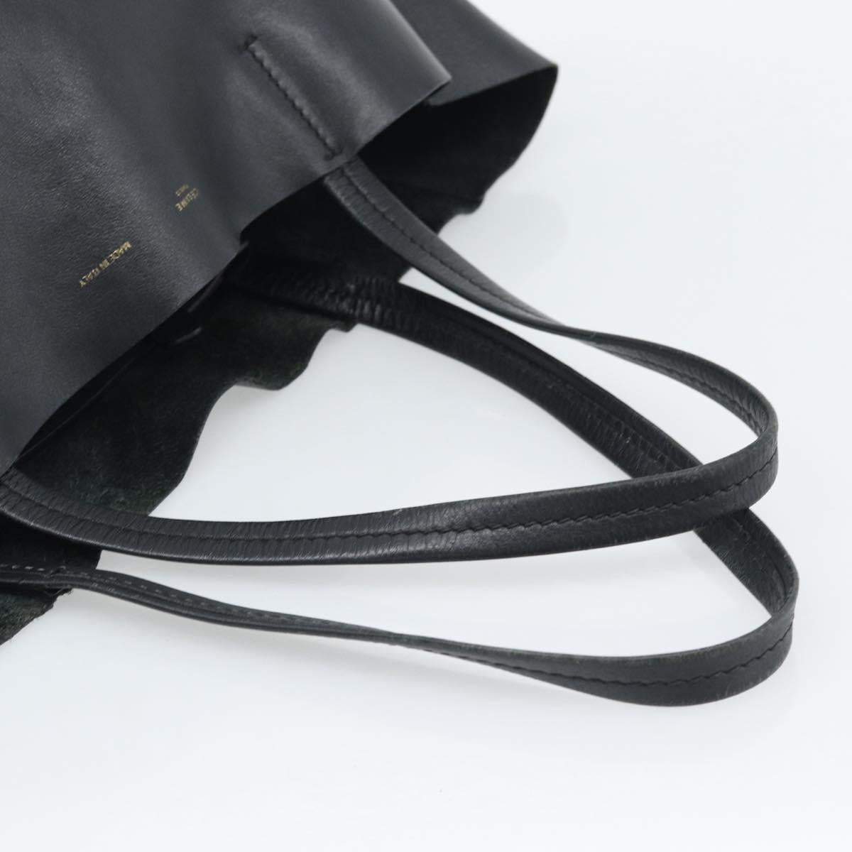 CELINE Horizontal Cabas Tote Bag Leather Black Gold Auth hk3929A