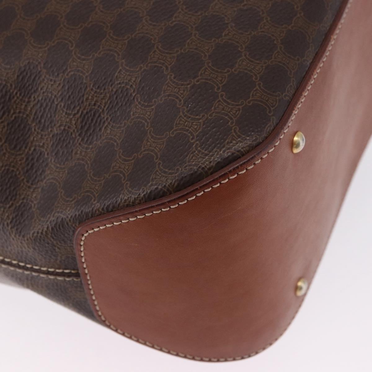CELINE Macadam Canvas Shoulder Bag PVC Leather Brown Gold Auth hk3930
