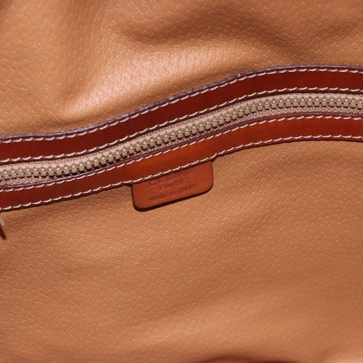 CELINE Macadam Canvas Shoulder Bag PVC Leather Brown Gold Auth hk3930