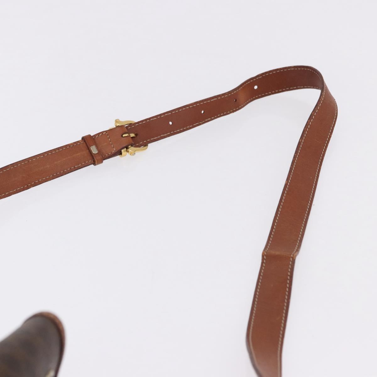 CELINE Macadam Canvas Shoulder Bag PVC Leather Brown Gold Auth hk3930