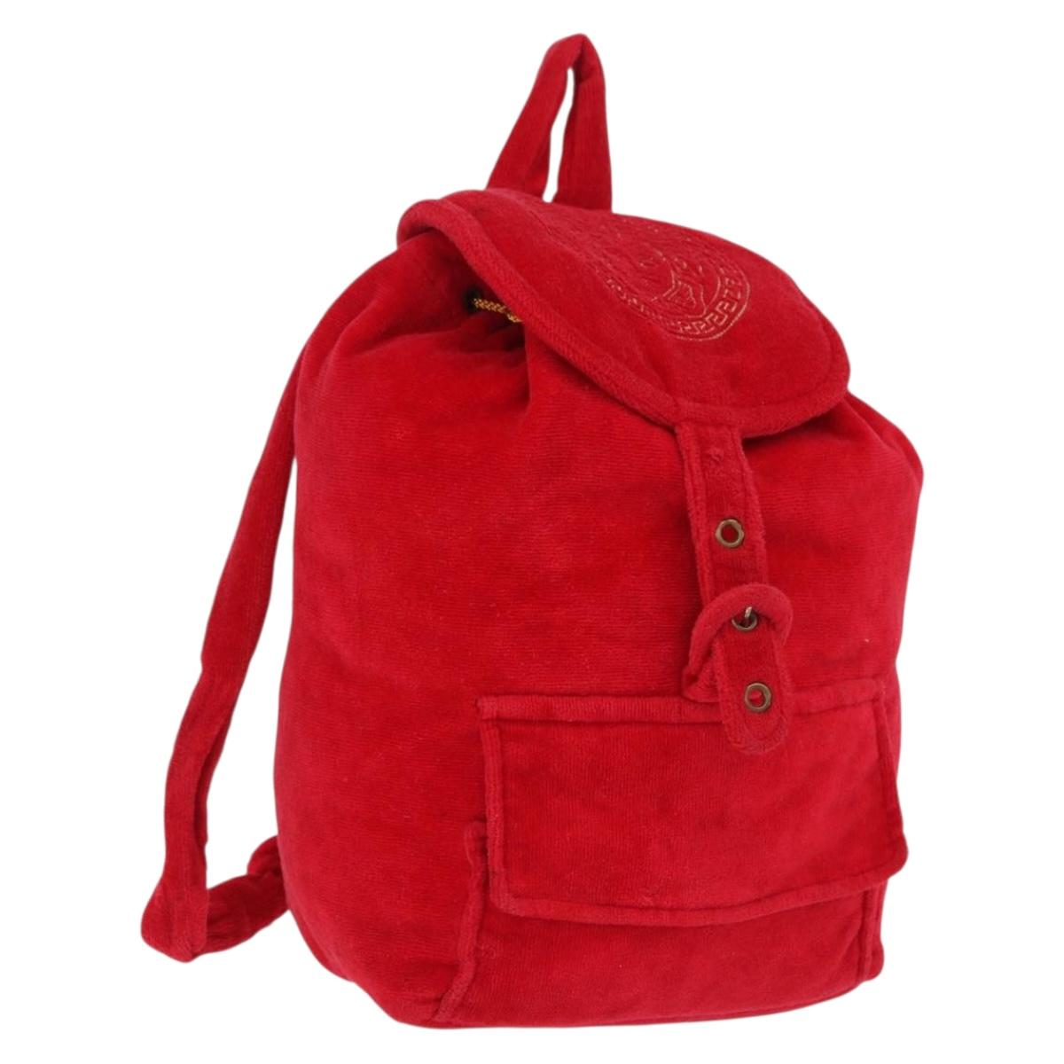 Gianni Versace Backpack Pile Red Silver Auth hk3931