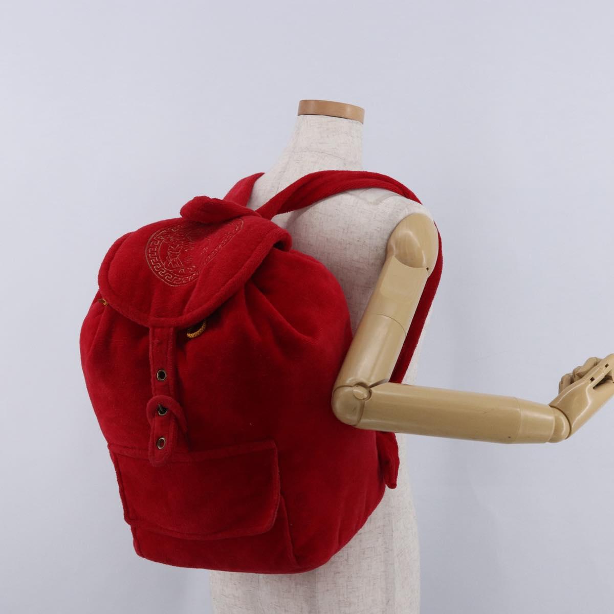 Gianni Versace Backpack Pile Red Silver Auth hk3931