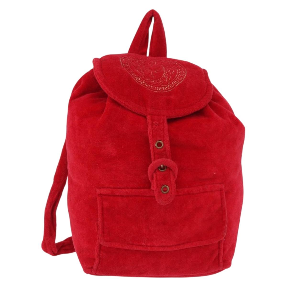 Gianni Versace Backpack Pile Red Silver Auth hk3931