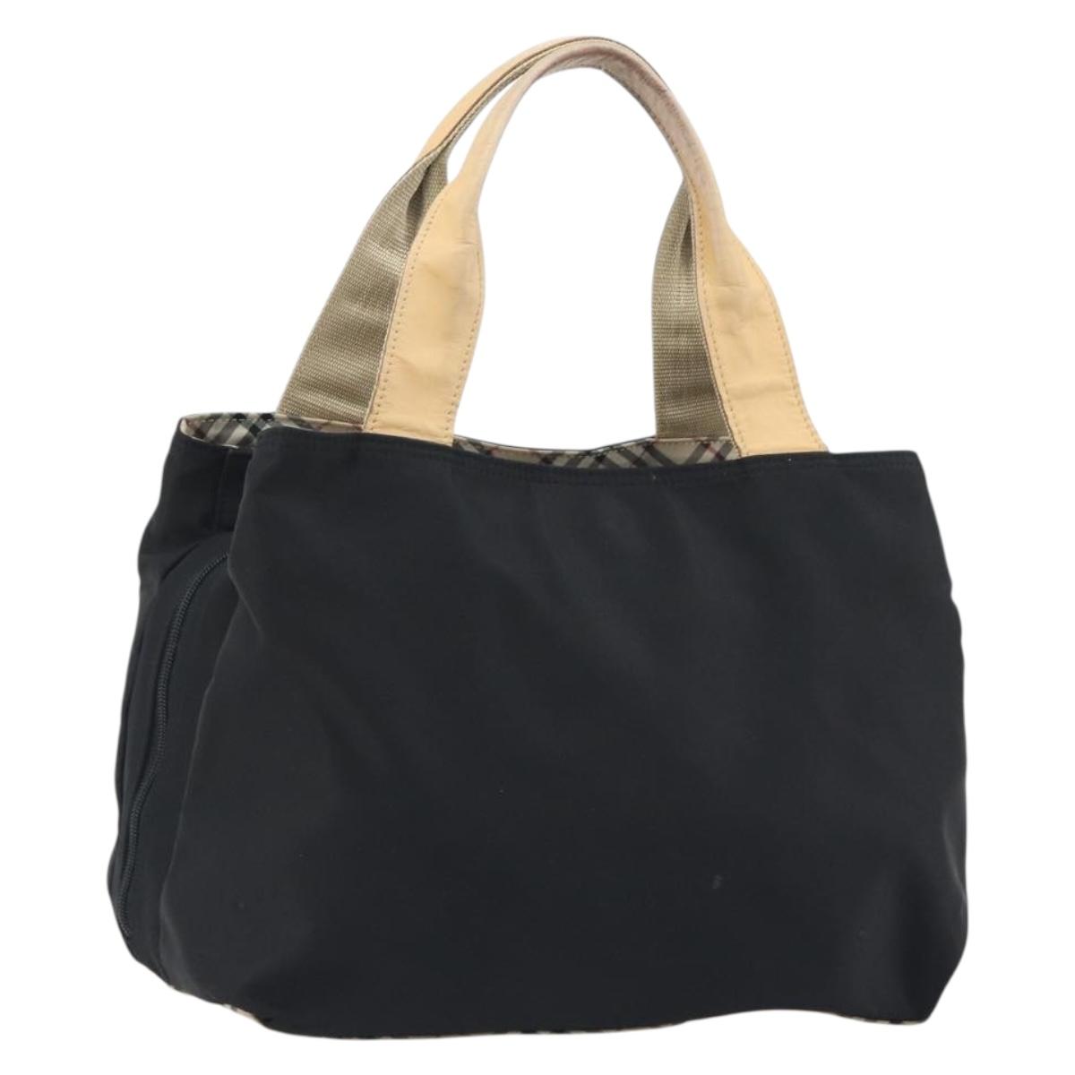 BURBERRY Hand Bag Nylon Black Silver Auth hk3932