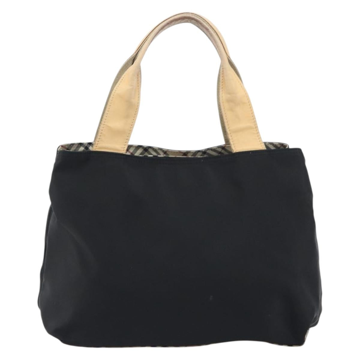 BURBERRY Hand Bag Nylon Black Silver Auth hk3932