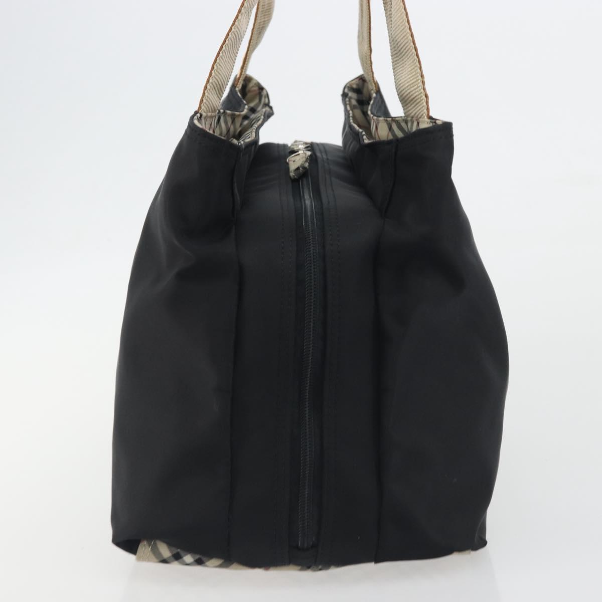 BURBERRY Hand Bag Nylon Black Silver Auth hk3932