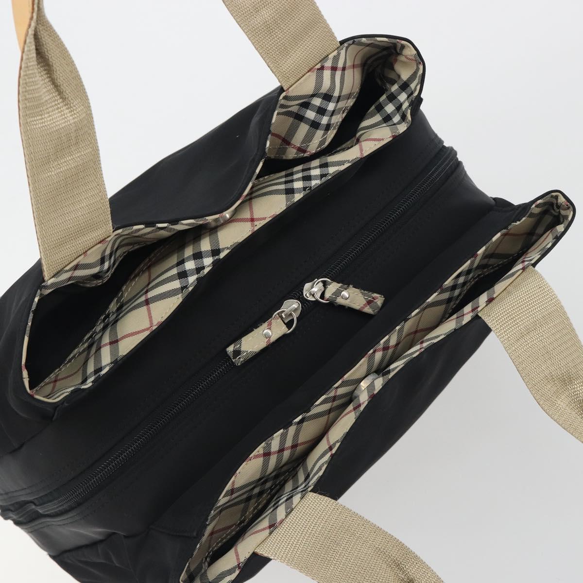 BURBERRY Hand Bag Nylon Black Silver Auth hk3932