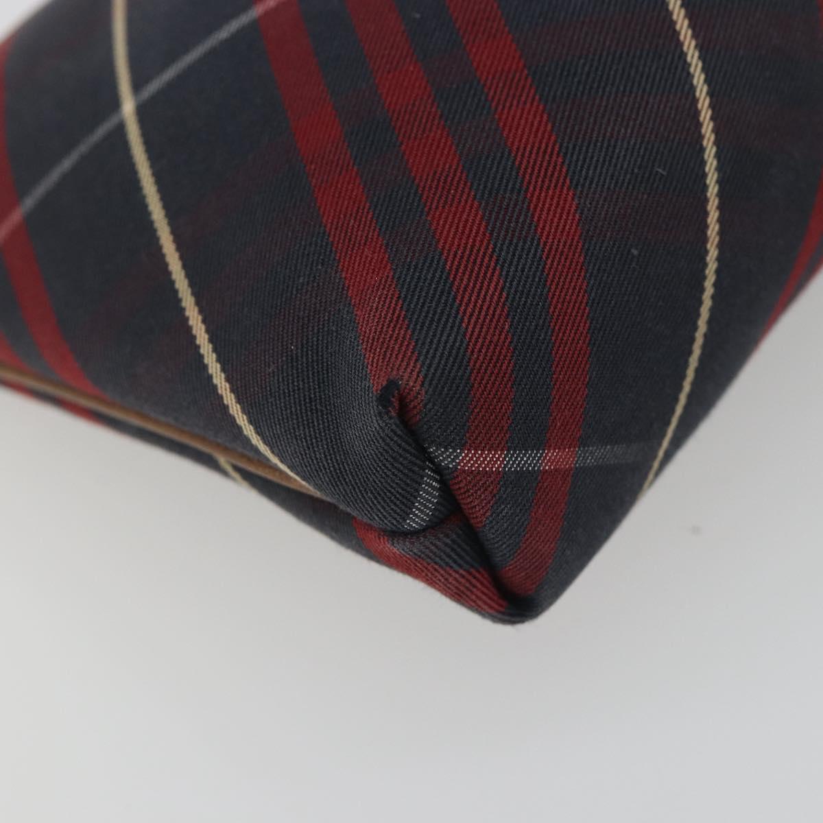 BURBERRY Nova Check Blue Label Hand Pouch Canvas Navy Silver Auth hk3935A