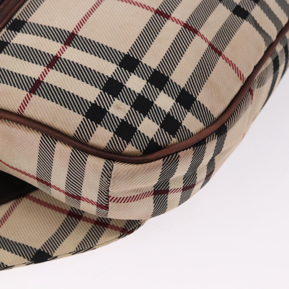 BURBERRY Nova Check Body Bag Canvas Beige Silver Auth hk3936