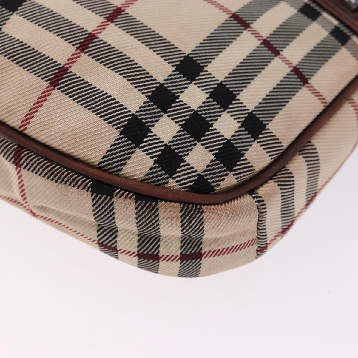 BURBERRY Nova Check Body Bag Canvas Beige Silver Auth hk3936