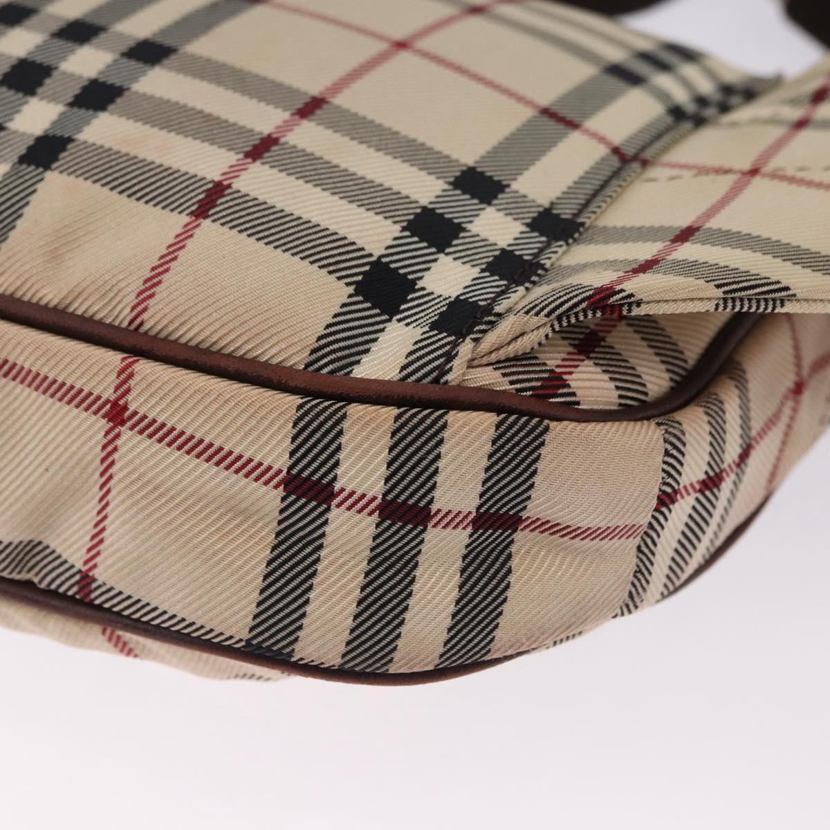 BURBERRY Nova Check Body Bag Canvas Beige Silver Auth hk3936