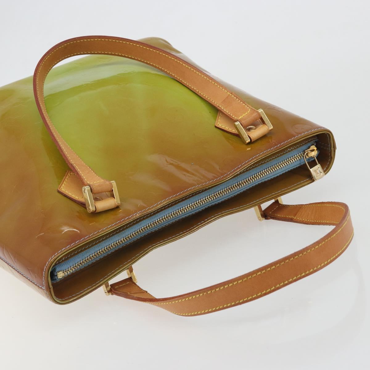 LOUIS VUITTON Monogram Vernis Houston Hand Bag Baby Blue M91005 LV Auth hk3937