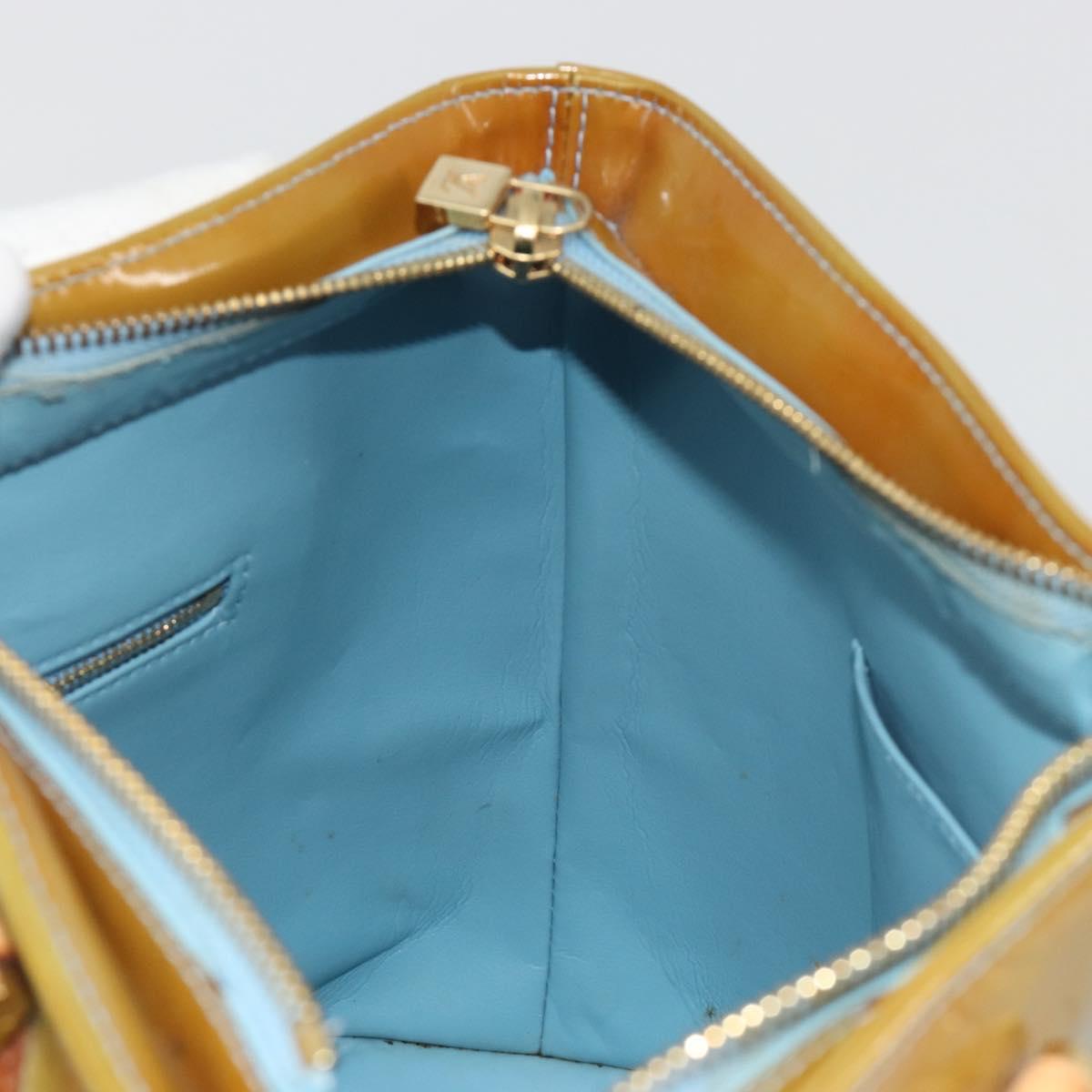 LOUIS VUITTON Monogram Vernis Houston Hand Bag Baby Blue M91005 LV Auth hk3940