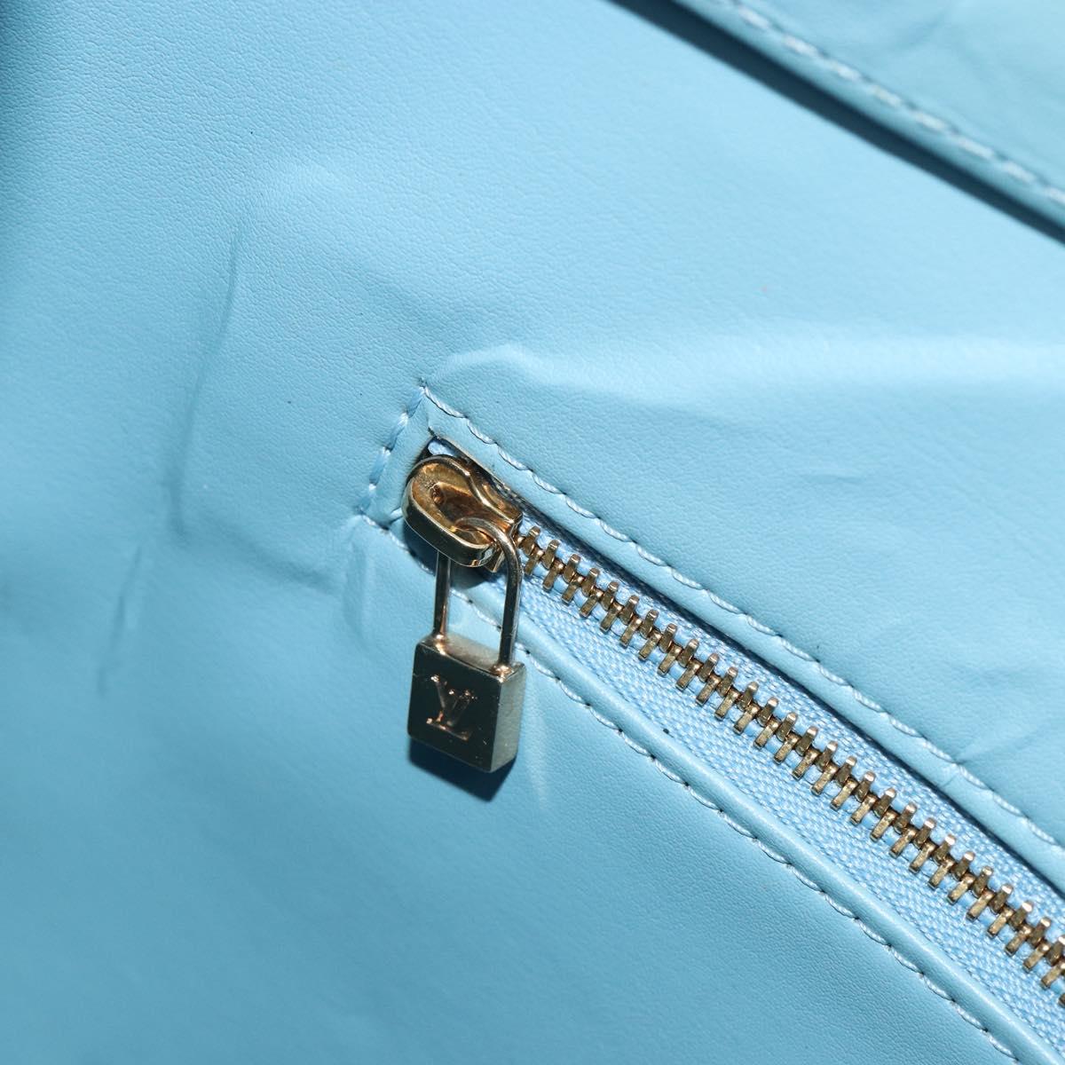 LOUIS VUITTON Monogram Vernis Houston Hand Bag Baby Blue M91005 LV Auth hk3940