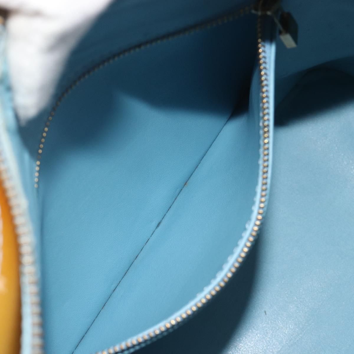 LOUIS VUITTON Monogram Vernis Houston Hand Bag Baby Blue M91005 LV Auth hk3940