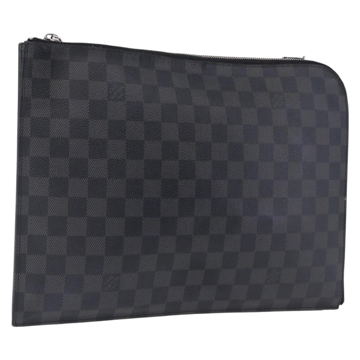 LOUIS VUITTON Damier Graphite Pochette Jules GM Clutch Bag M41501 LV Auth hk3943