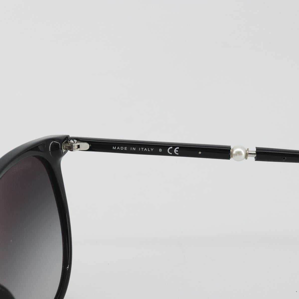 CHANEL Sunglasses Plastic Black CC Auth hk3945