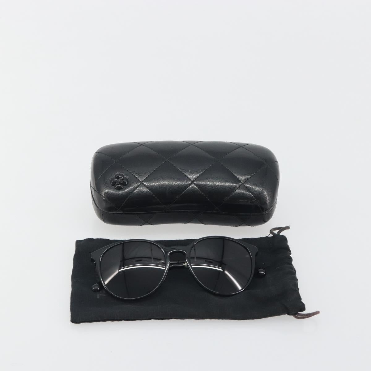 CHANEL Sunglasses Plastic Black CC Auth hk3945